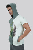 THE PREP DUAL SHADE HALF SLEEVE  HOODIE