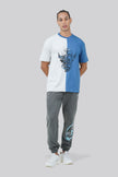 THE PREP DUAL-SHADE OVERSIZED TEE - GREY/BLUE