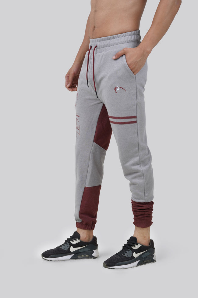 THE PREP DROP CROTCH JOGGER - GREY/MAROON