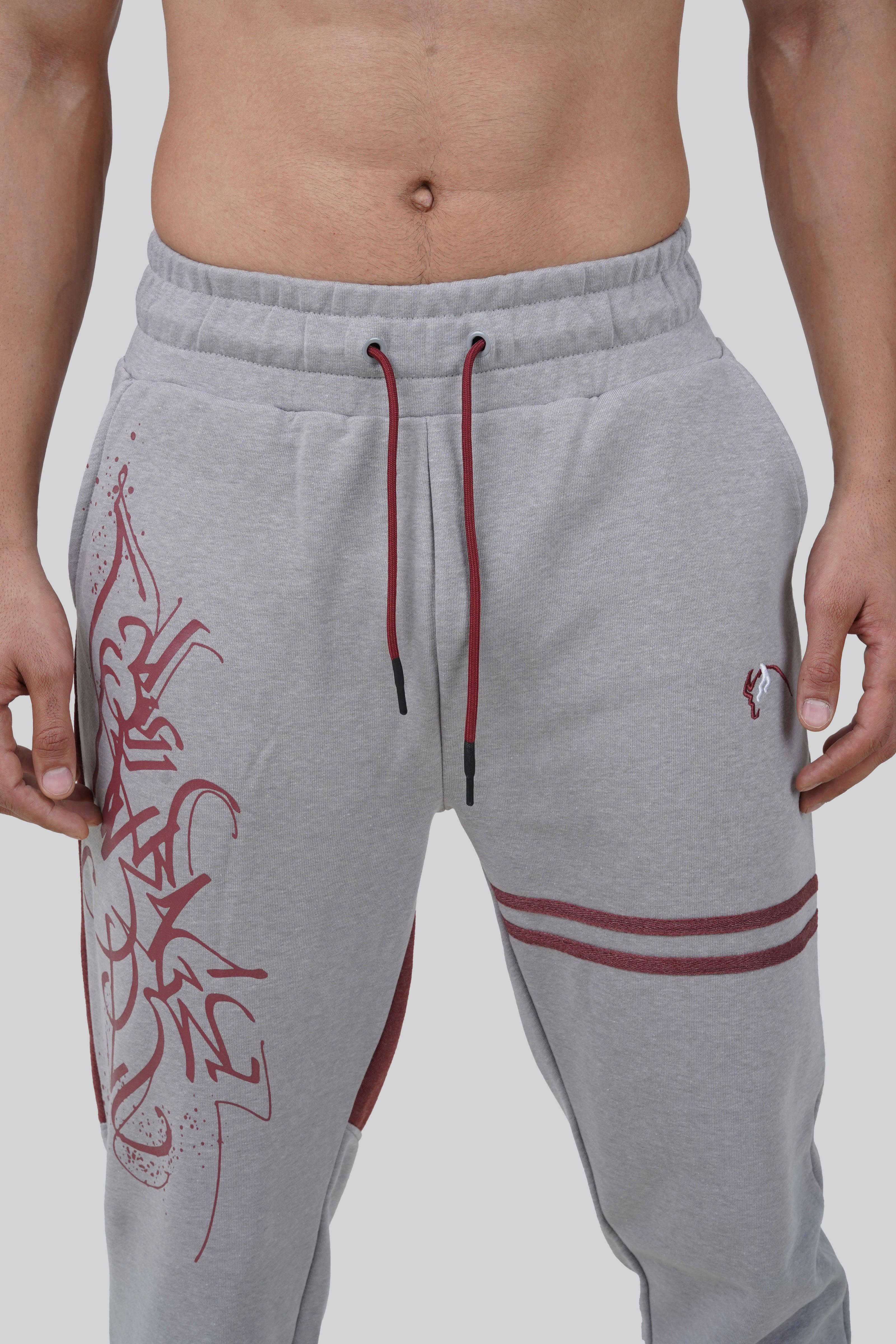 THE PREP DROP CROTCH JOGGER - GREY/MAROON