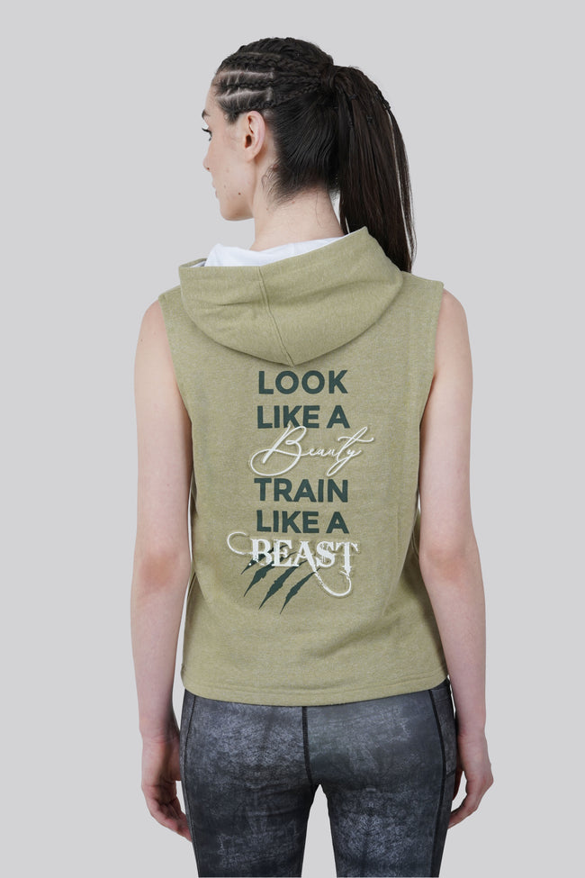 THE PREP SLEEVELESS HOODIE - GREEN