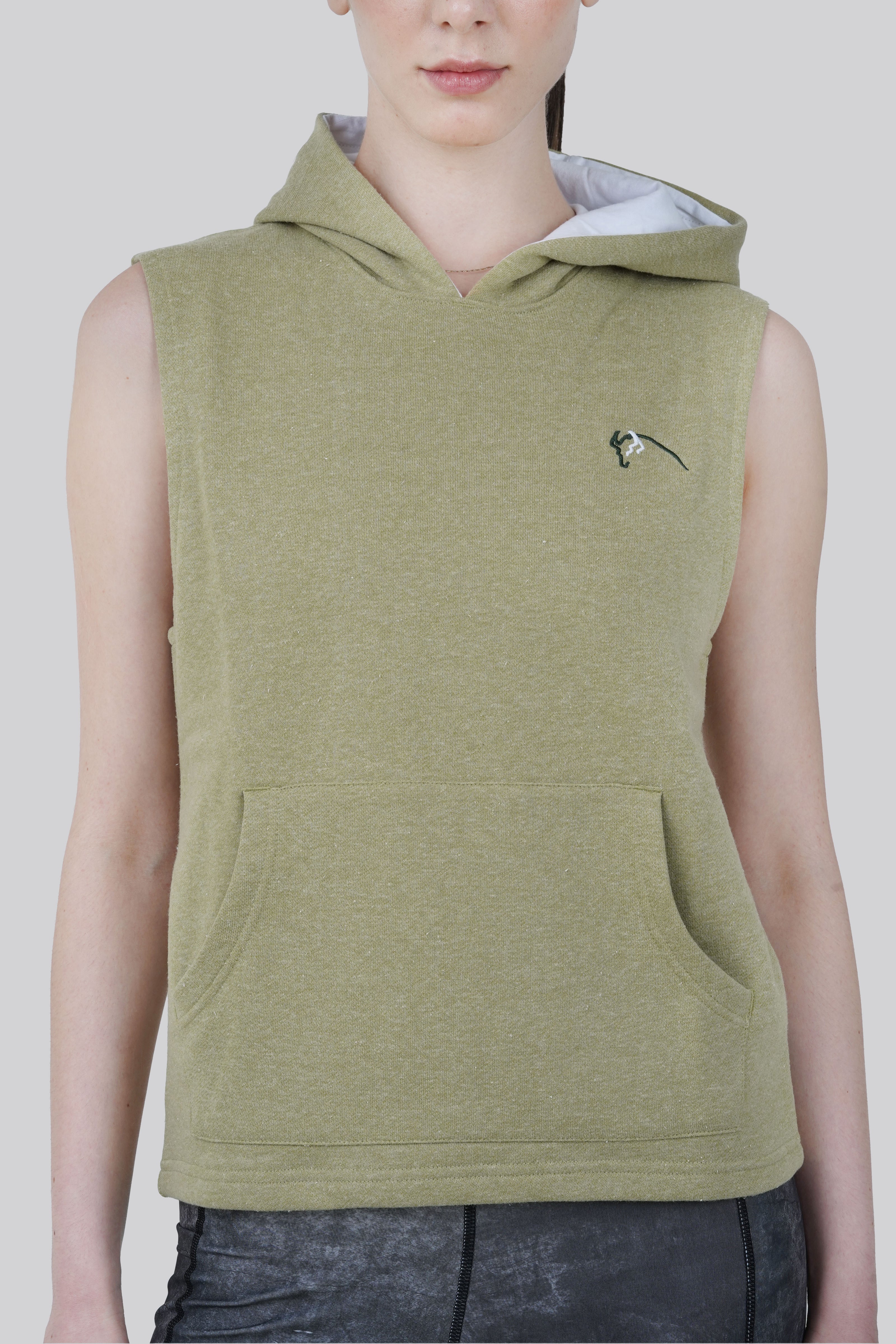 THE PREP SLEEVELESS HOODIE - GREEN