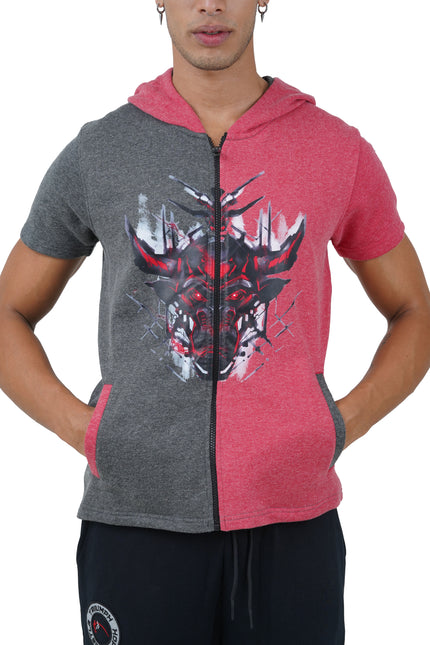 THE PREP DUAL SHADE HALF SLEEVE  HOODIE