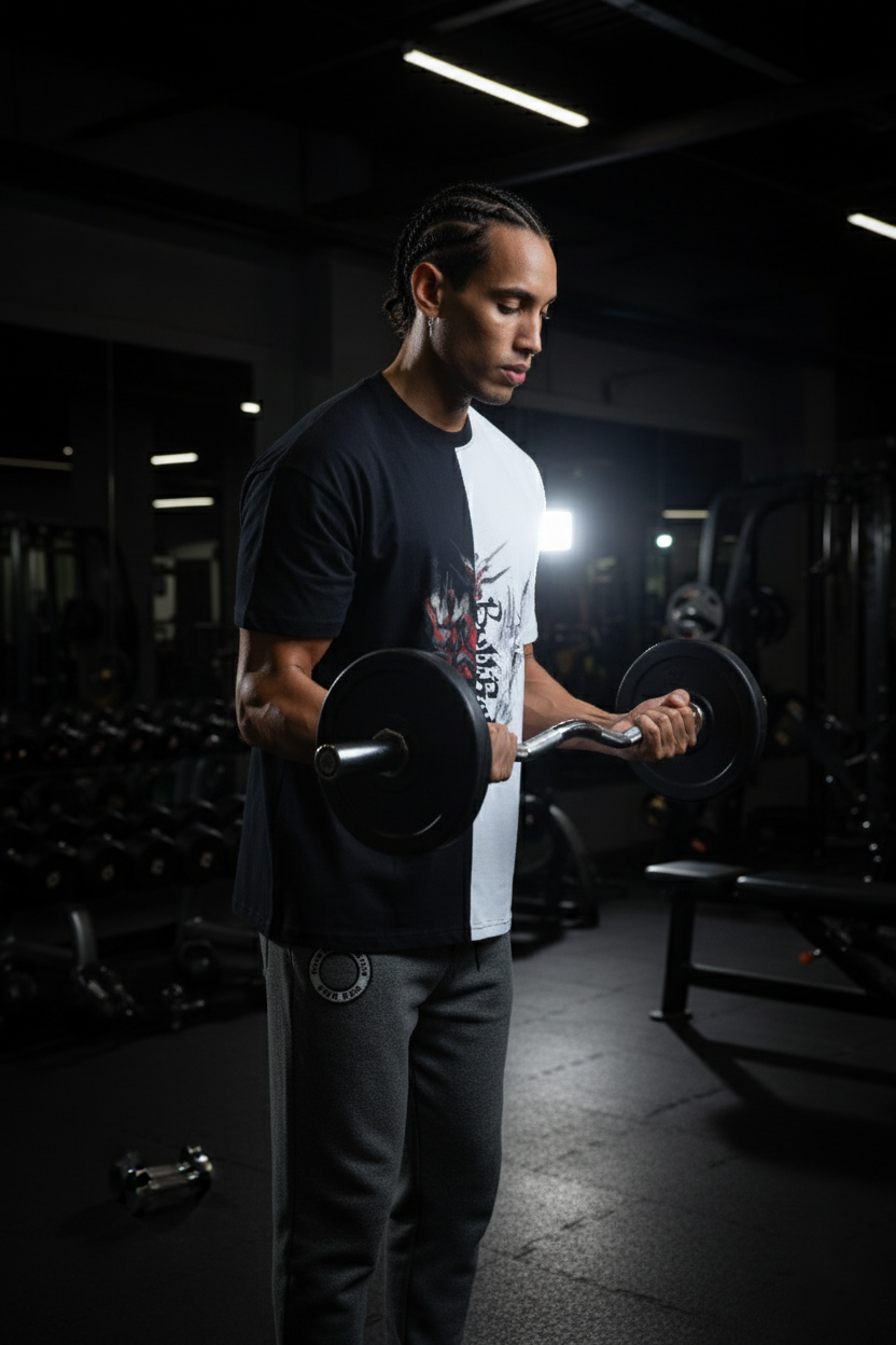 THE PREP DUAL-SHADE OVERSIZED TEE - BLACK/WHITE