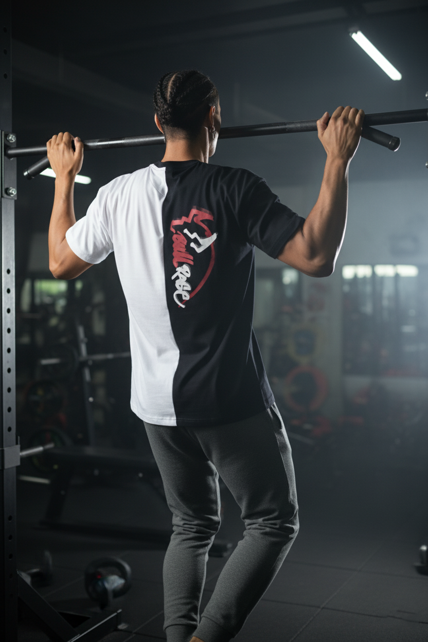 THE PREP DUAL-SHADE OVERSIZED TEE - BLACK/WHITE