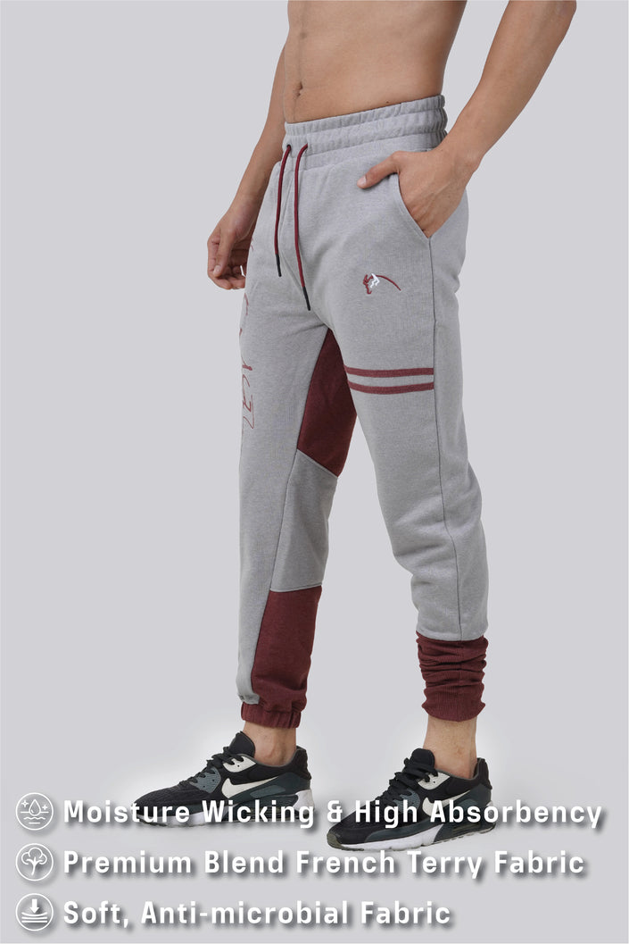 THE PREP DROP CROTCH JOGGER - GREY/MAROON