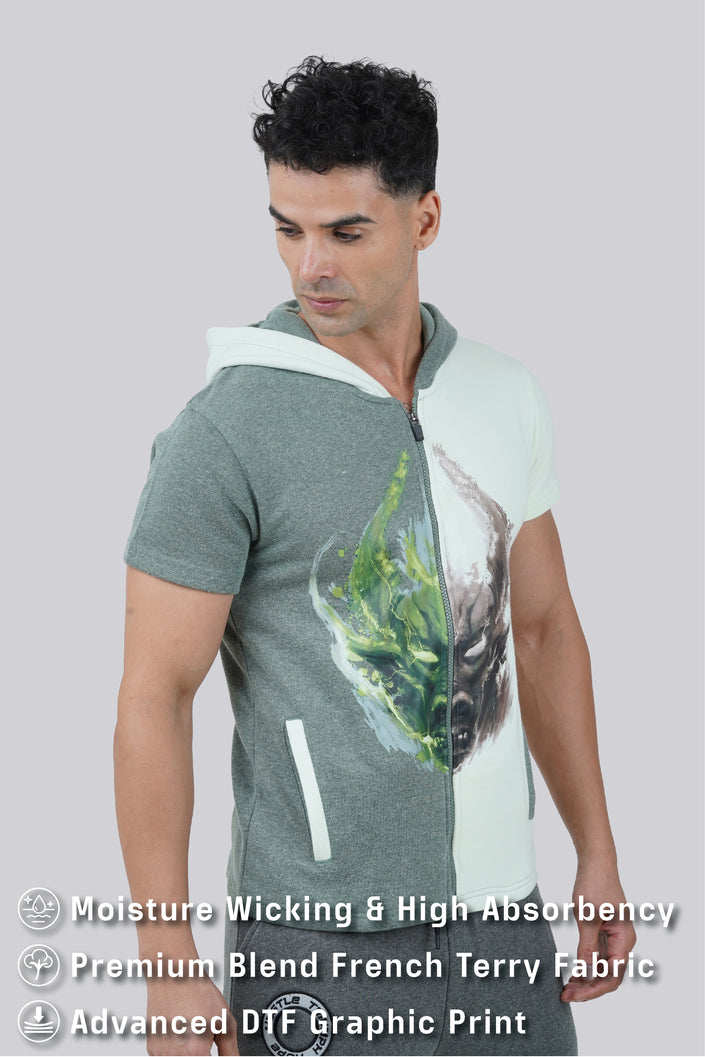 THE PREP DUAL SHADE HALF SLEEVE  HOODIE