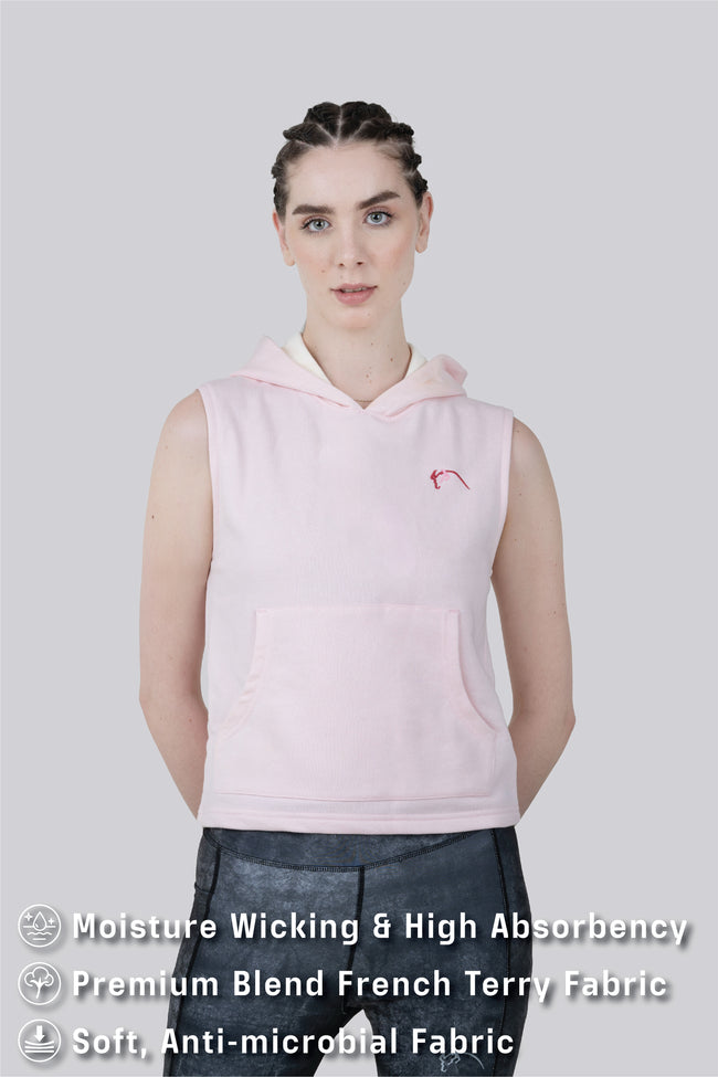 THE PREP SLEEVELESS HOODIE - PINK