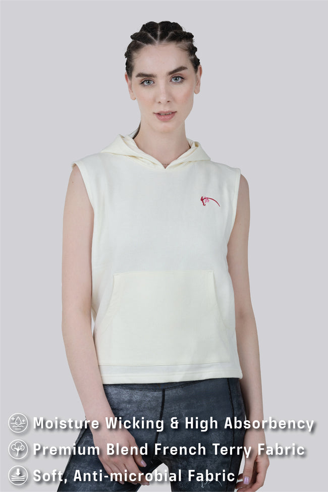 THE PREP SLEEVELESS HOODIE - OFFWHITE