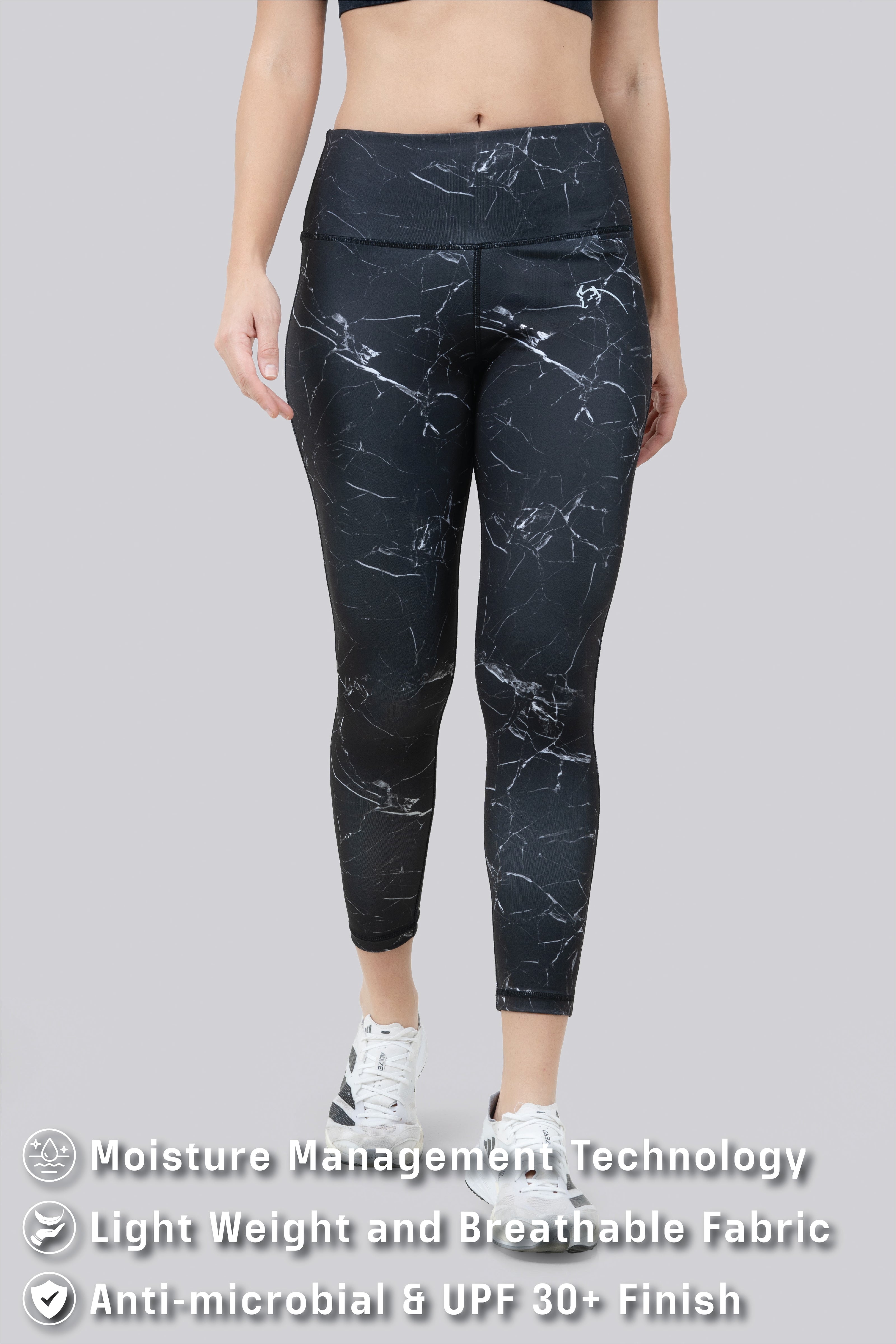 THE FLEX PERFORMANCE TIGHTS - BLACK MARBLE